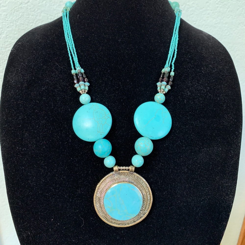 Vintage Faux Turquoise Beaded Pendant